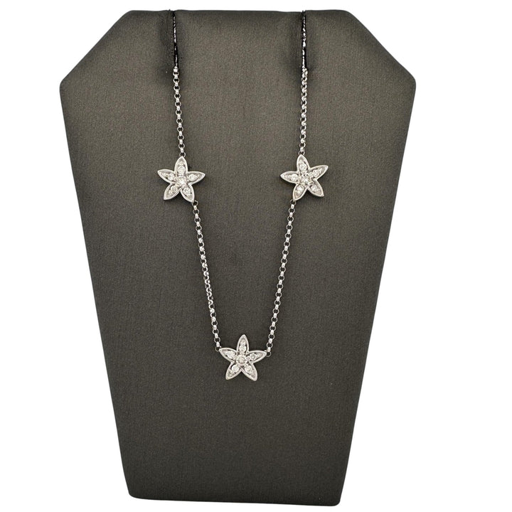 0.40ctw Round Brilliant Natural Diamond Stars Station Necklace in 14k White Gold
