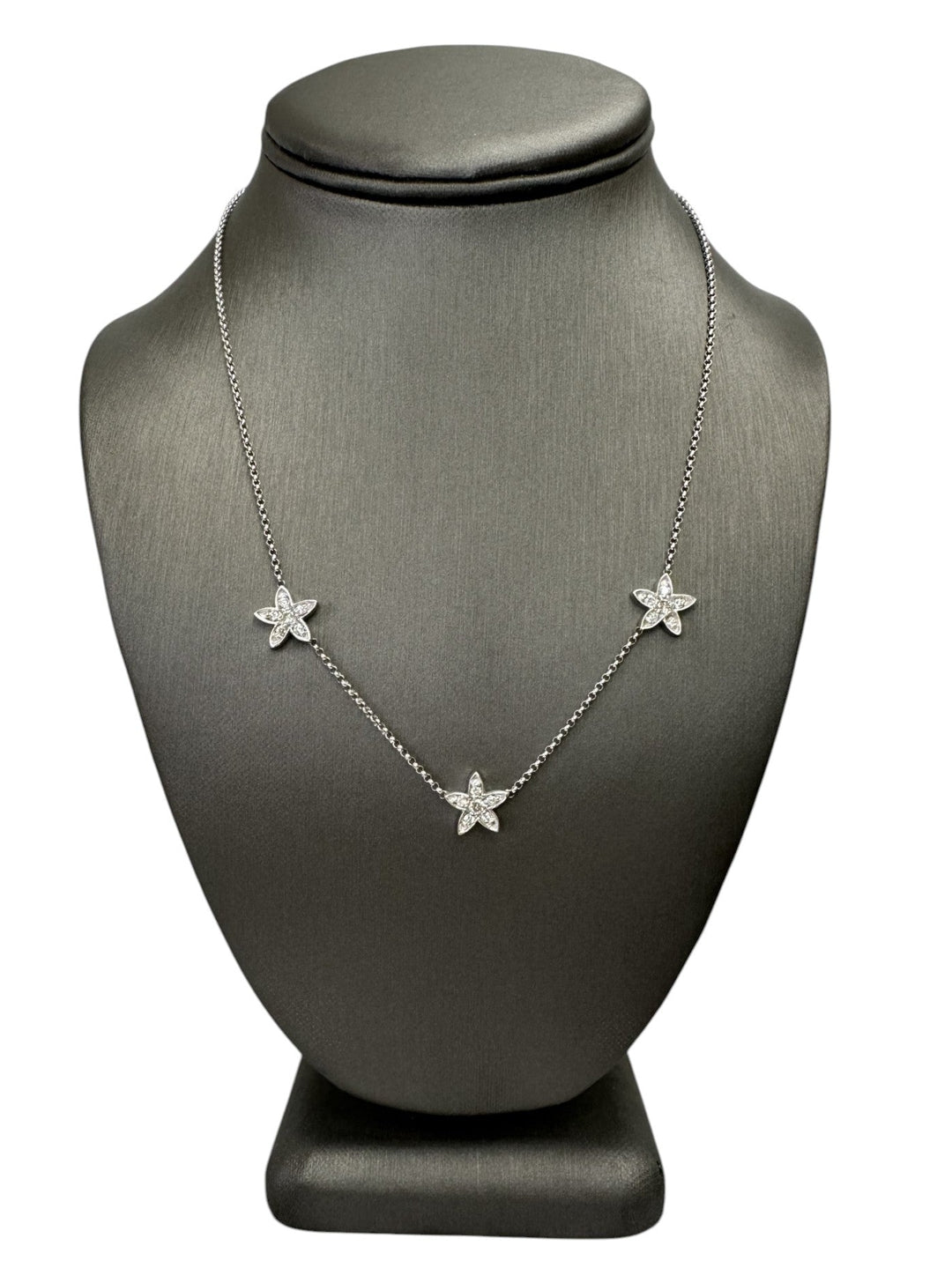 0.40ctw Round Brilliant Natural Diamond Stars Station Necklace in 14k White Gold