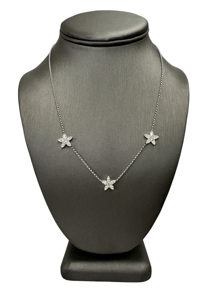 0.40ctw Round Brilliant Natural Diamond Stars Station Necklace in 14k White Gold