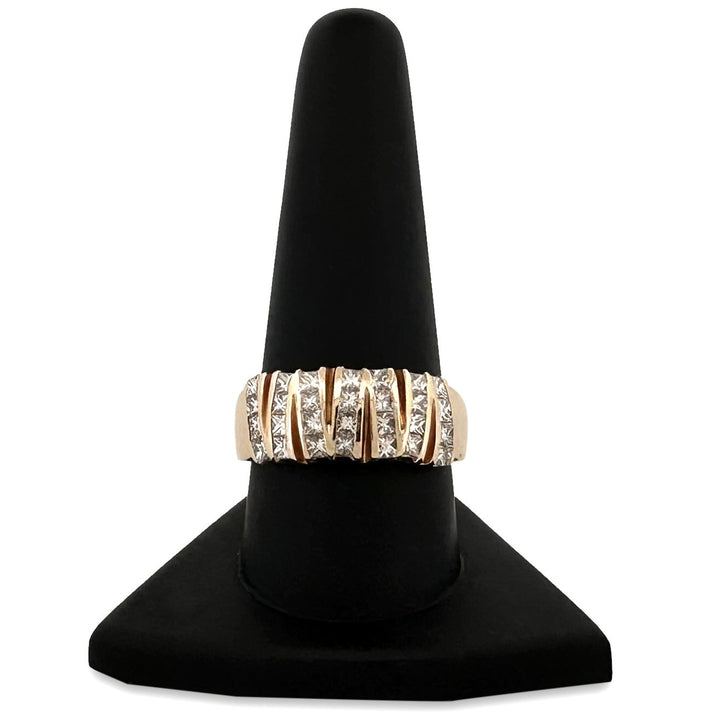 2.50ctw Princess Cut Natural Diamond Zigzag Design Cocktail Ring in 14k Yellow Gold