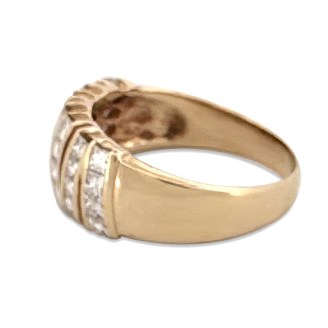 2.50ctw Princess Cut Natural Diamond Zigzag Design Cocktail Ring in 14k Yellow Gold