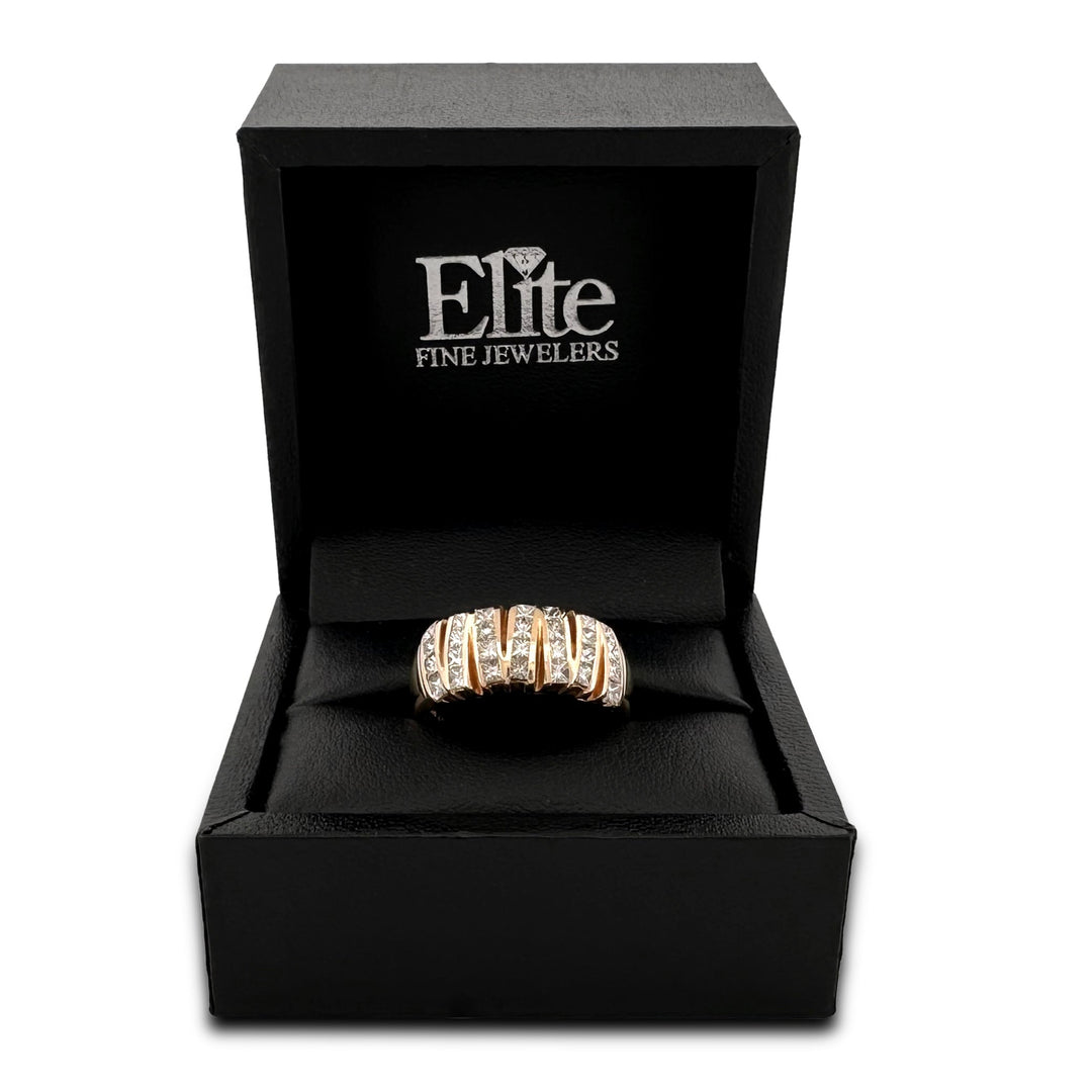 2.50ctw Princess Cut Natural Diamond Zigzag Design Cocktail Ring in 14k Yellow Gold