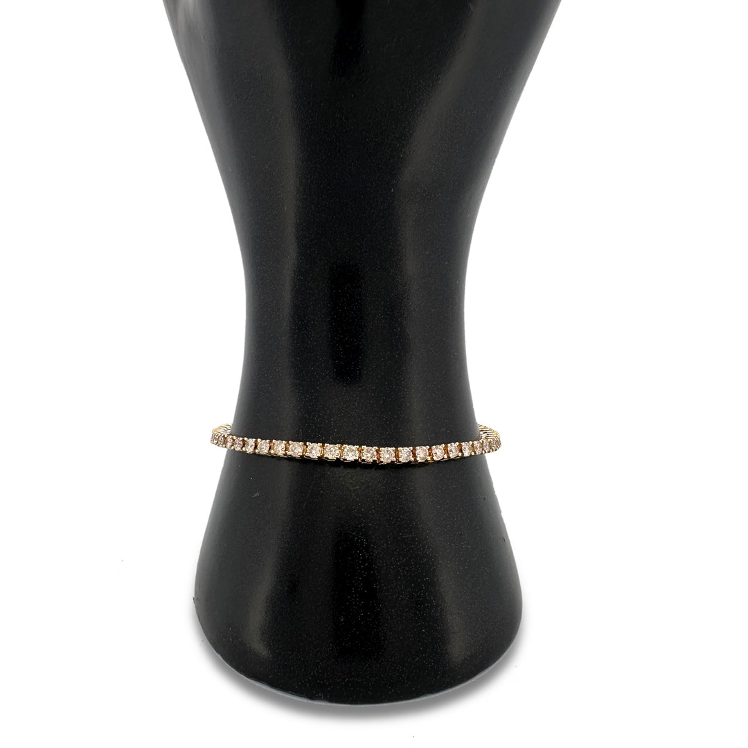 3.58ctw Round Brilliant Natural Diamond Tennis Bracelet in 14k Yellow Gold