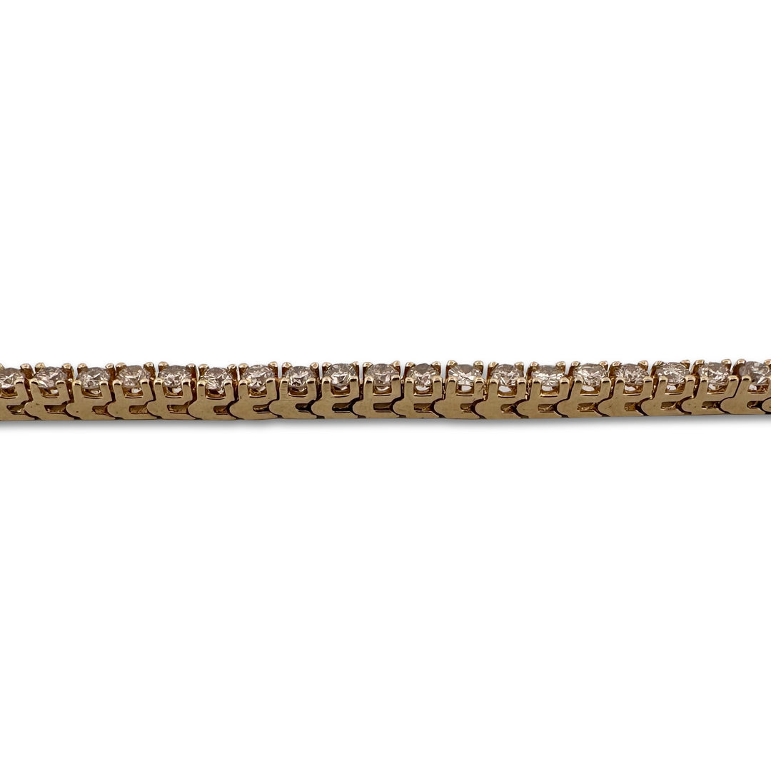 3.58ctw Round Brilliant Natural Diamond Tennis Bracelet in 14k Yellow Gold