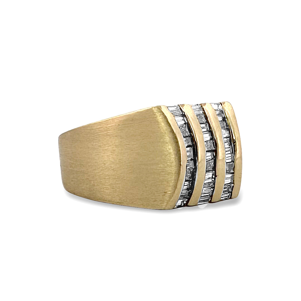0.64ctw Baguette Cut Natural Diamond Men's Ring in 14k Yellow Gold