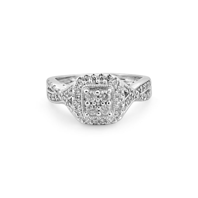 0.45ctw Round Brilliant Diamond Cluster Woven Ring in 14k White Gold