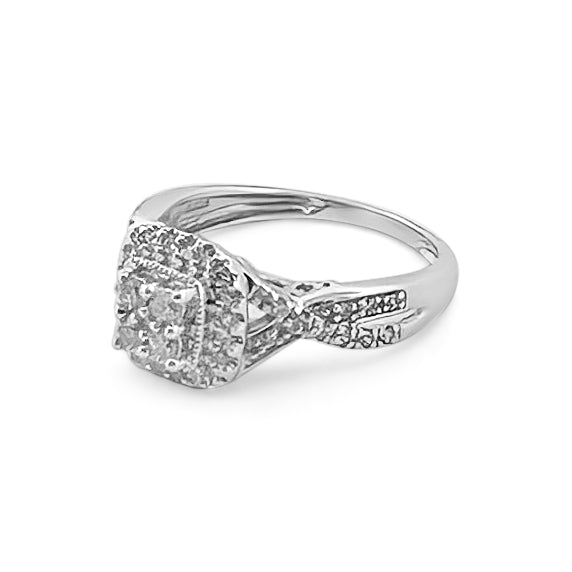 0.45ctw Round Brilliant Diamond Cluster Woven Ring in 14k White Gold- side