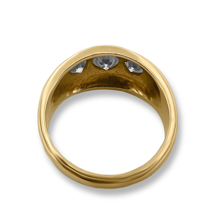 1.10ctw 3-Stone Diamond Men's Ring in 14k Yellow Gold