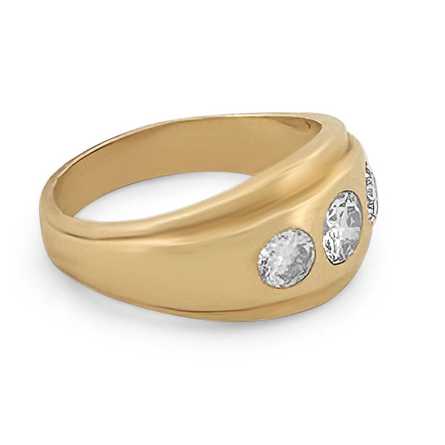 1.10ctw 3-Stone Diamond Men's Ring in 14k Yellow Gold