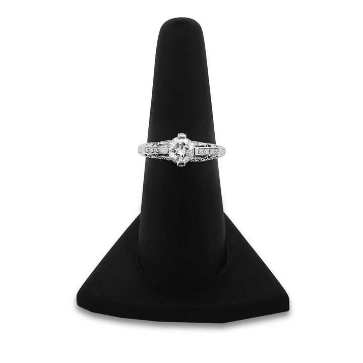 0.82ctw Round Brilliant Natural Diamond Vintage Inspired Engagement Ring in 10k White Gold
