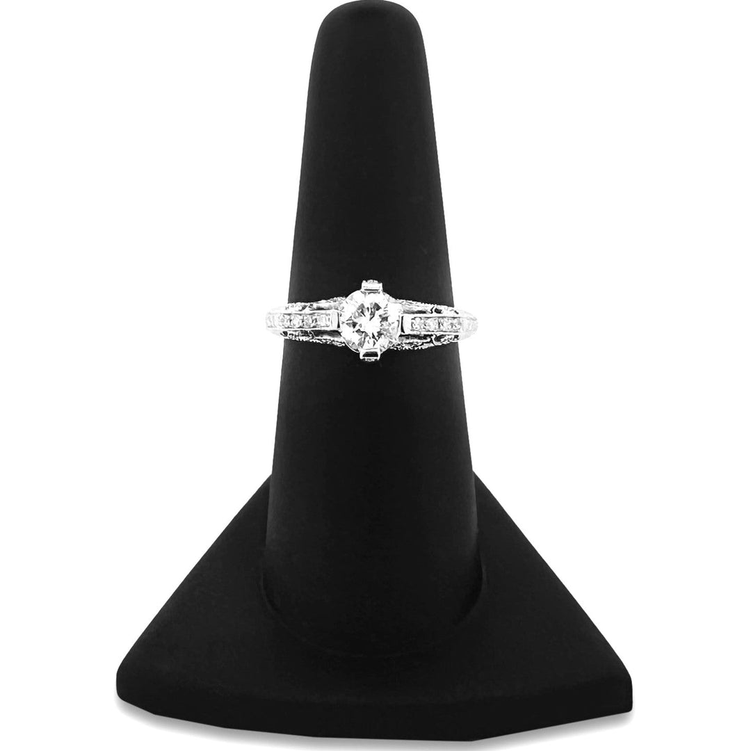 0.82ctw Round Brilliant Natural Diamond Vintage Inspired Engagement Ring in 10k White Gold