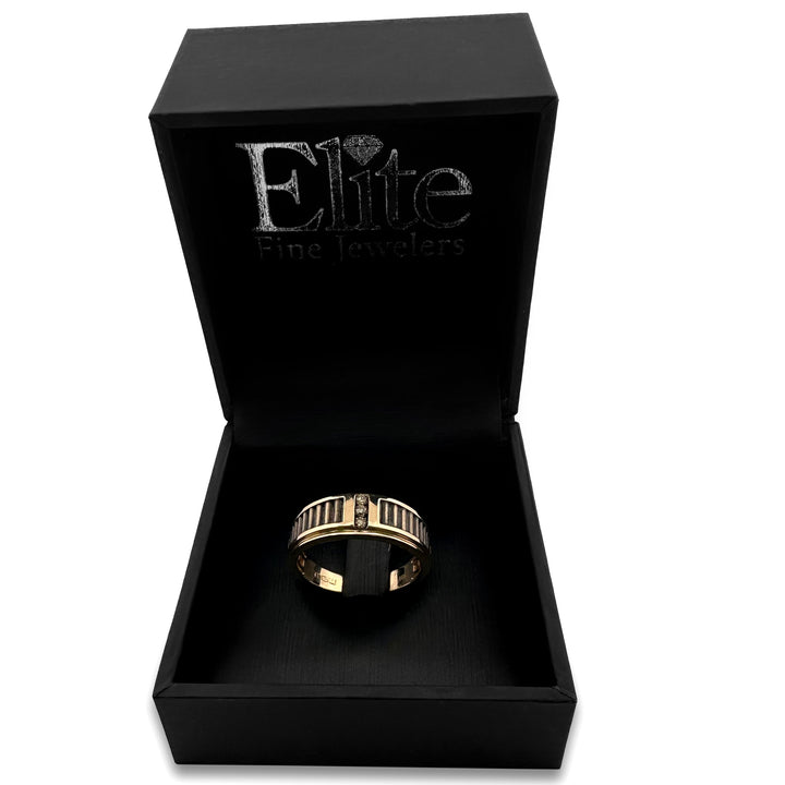0.12ctw Chocolate Diamond Men's 3-Stone 10k Yellow Gold Ring