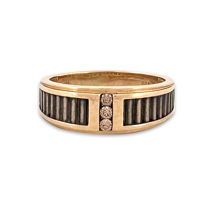 0.12ctw Chocolate Diamond Men's 3-Stone 10k Yellow Gold Ring