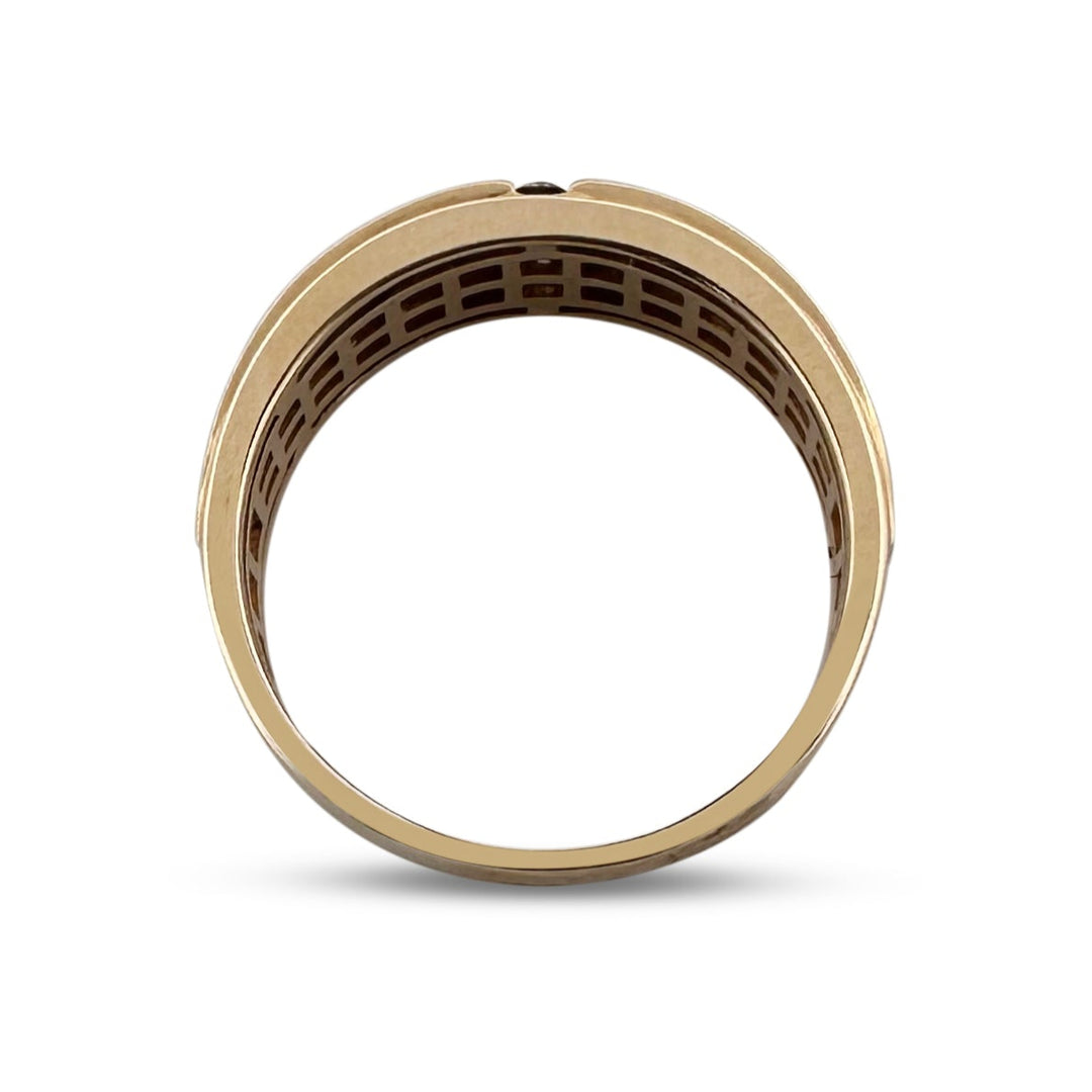 0.12ctw Chocolate Diamond Men's 3-Stone 10k Yellow Gold Ring