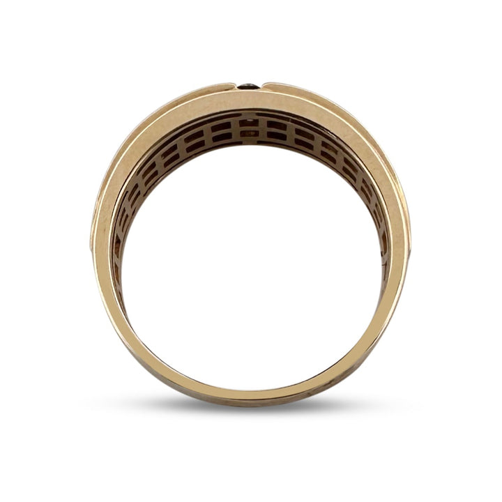 0.12ctw Chocolate Diamond Men's 3-Stone 10k Yellow Gold Ring