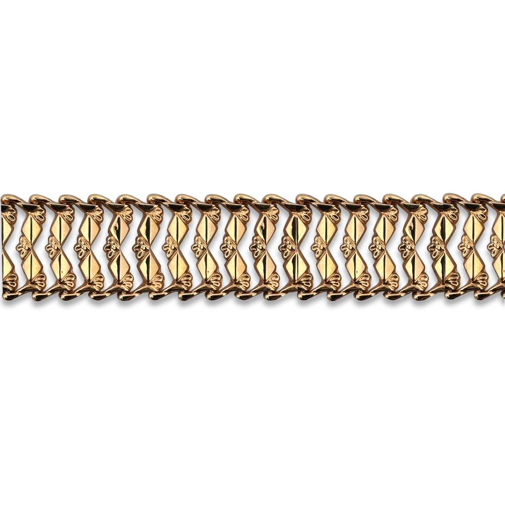 Vintage Ornate Panel Wide Bracelet in 18k Yellow Gold