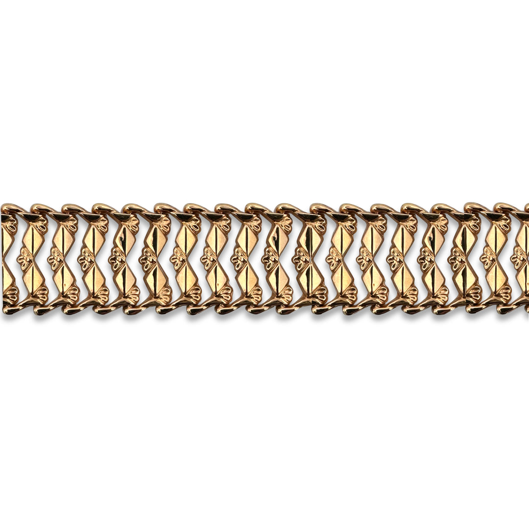 Vintage Ornate Panel Wide Bracelet in 18k Yellow Gold