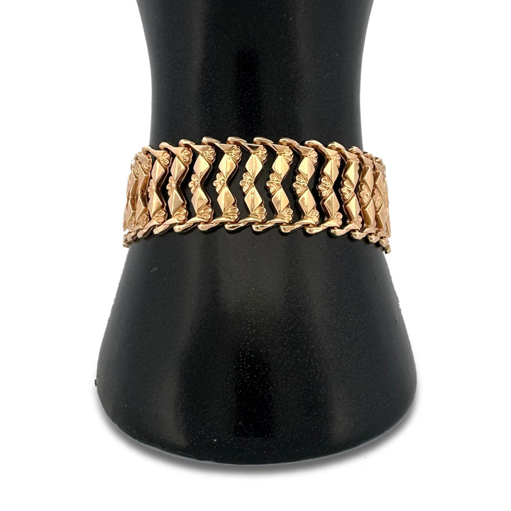 Vintage Ornate Panel Wide Bracelet in 18k Yellow Gold