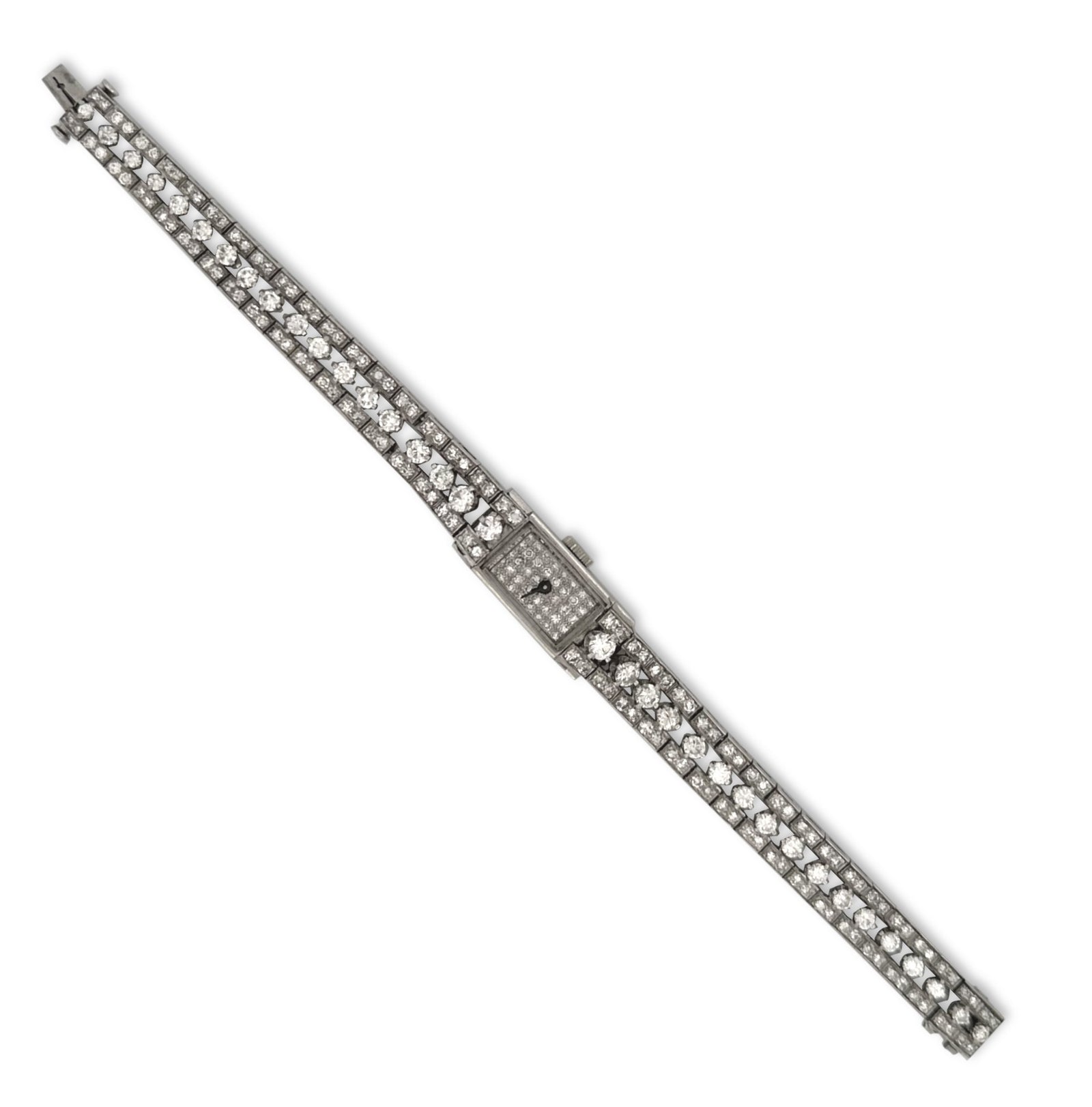 Vintage Lady's Natural Diamond Bracelet Watch in Platinum