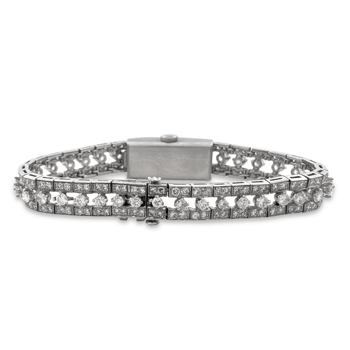 Vintage Lady's Natural Diamond Bracelet Watch in Platinum