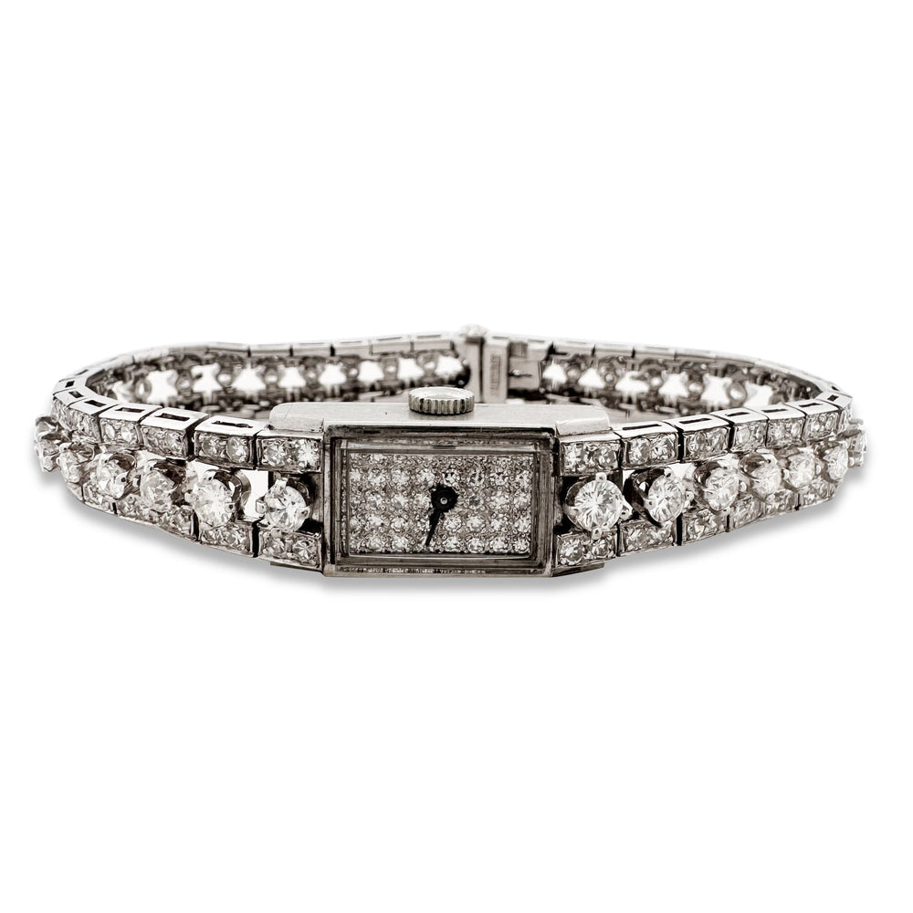 Vintage Lady's Natural Diamond Bracelet Watch in Platinum