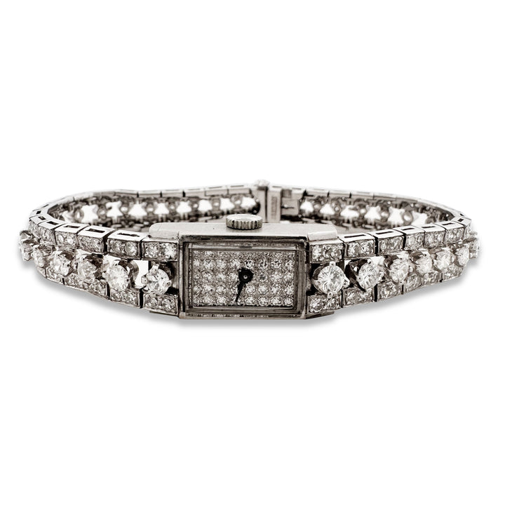 Vintage Lady's Natural Diamond Bracelet Watch in Platinum