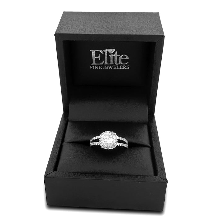 2.36ctw Round Brilliant Diamond Halo Engagement Ring in 18k White Gold