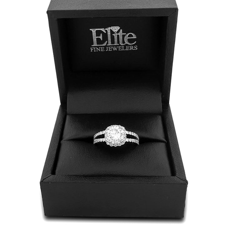 2.36ctw Round Brilliant Diamond Halo Engagement Ring in 18k White Gold