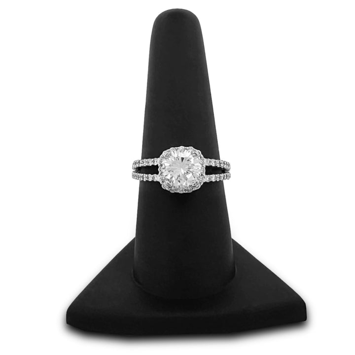 2.36ctw Round Brilliant Diamond Halo Engagement Ring in 18k White Gold