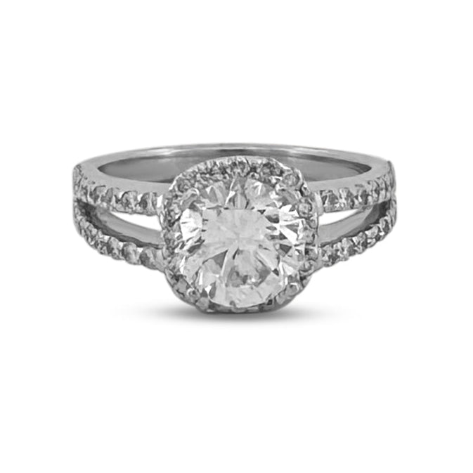 2.36ctw Round Brilliant Diamond Halo Engagement Ring in 18k White Gold