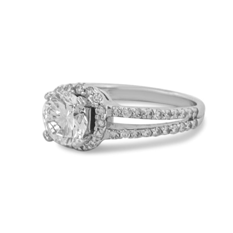 2.36ctw Round Brilliant Diamond Halo Engagement Ring in 18k White Gold