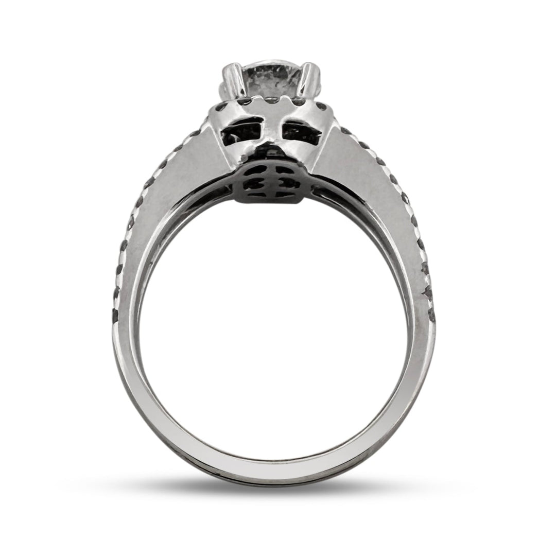 2.36ctw Round Brilliant Diamond Halo Engagement Ring in 18k White Gold