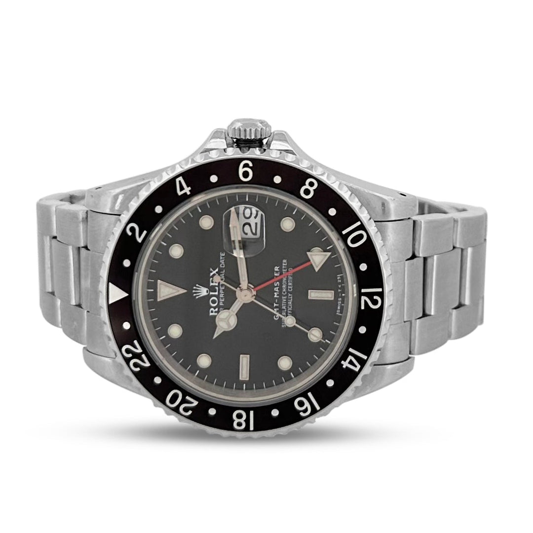 1991 Rolex GMT Master 40mm in All Black with Stainless Steel Oyster Band Watch