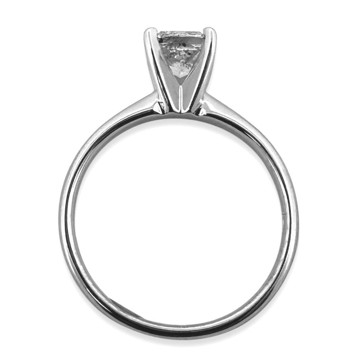 GSI Graded 1.04cts Cushion Cut Natural Diamond Solitaire Engagement Ring in 14k White Gold