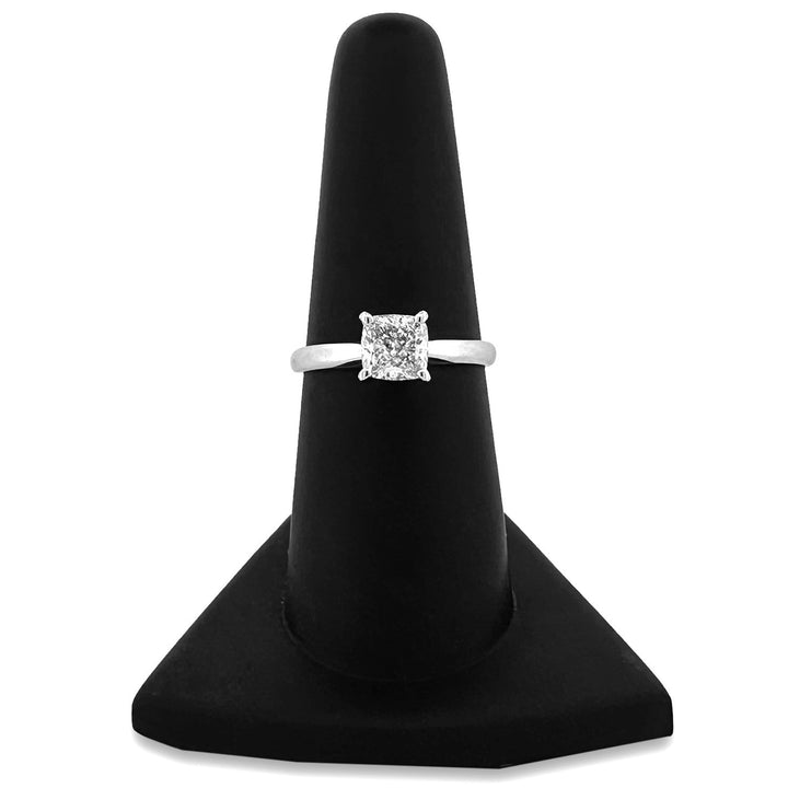 GSI Graded 1.04cts Cushion Cut Natural Diamond Solitaire Engagement Ring in 14k White Gold