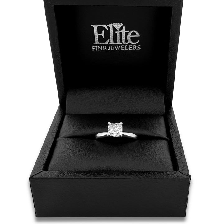 GSI Graded 1.04cts Cushion Cut Natural Diamond Solitaire Engagement Ring in 14k White Gold