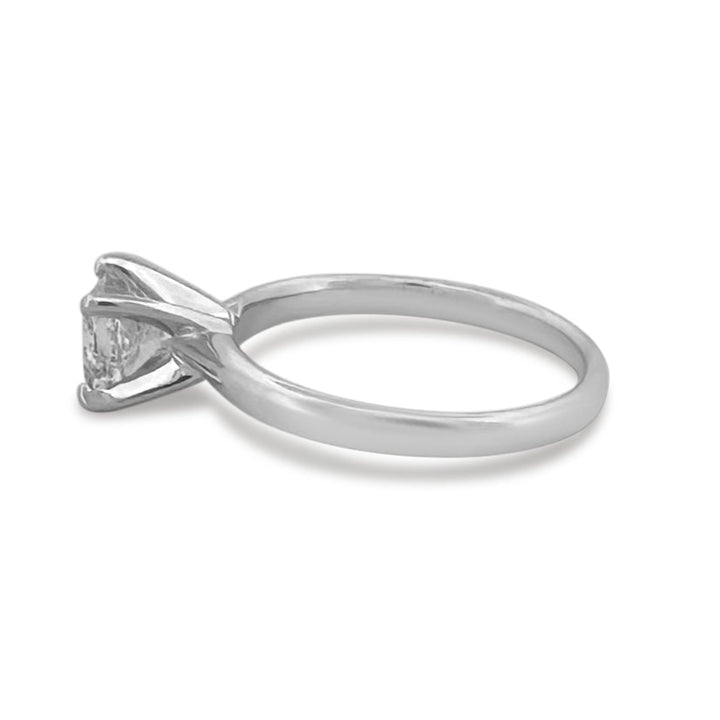 GSI Graded 1.04cts Cushion Cut Natural Diamond Solitaire Engagement Ring in 14k White Gold