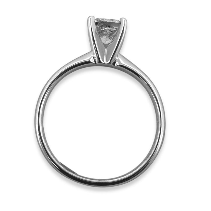GSI Graded 1.04cts Cushion Cut Natural Diamond Solitaire Engagement Ring in 14k White Gold