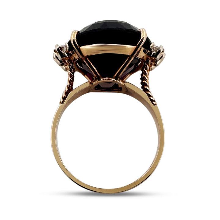 14cts Oval Amethyst & Round Brilliant Diamond Cocktail Ring in 14k Yellow Gold