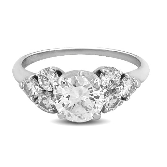 1.83ctw Round Brilliant Natural Diamond Engagement Ring in 14k White Gold