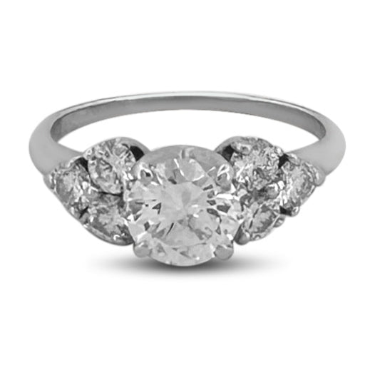 1.83ctw Round Brilliant Natural Diamond Engagement Ring in 14k White Gold