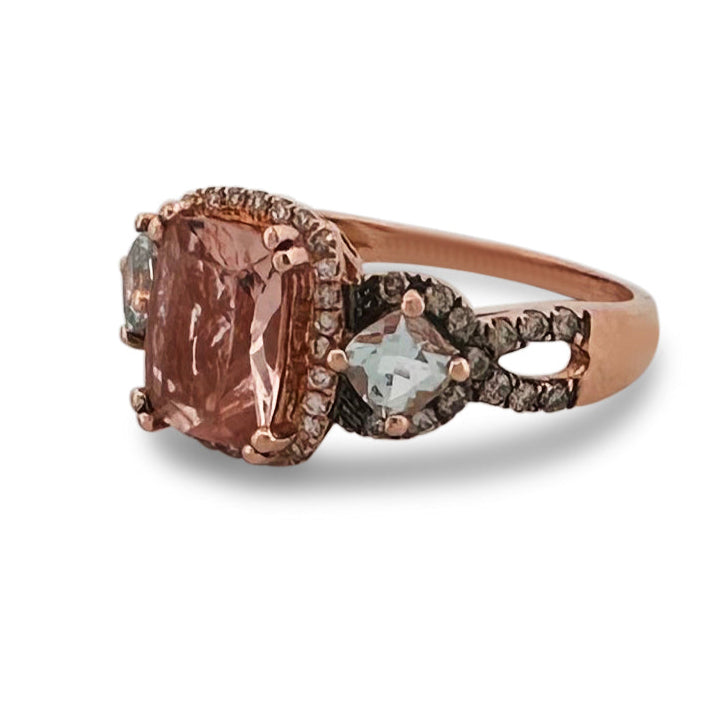 Morganite, Aquamarine & Diamond Cocktail Ring in 14k Rose Gold by Le Vian