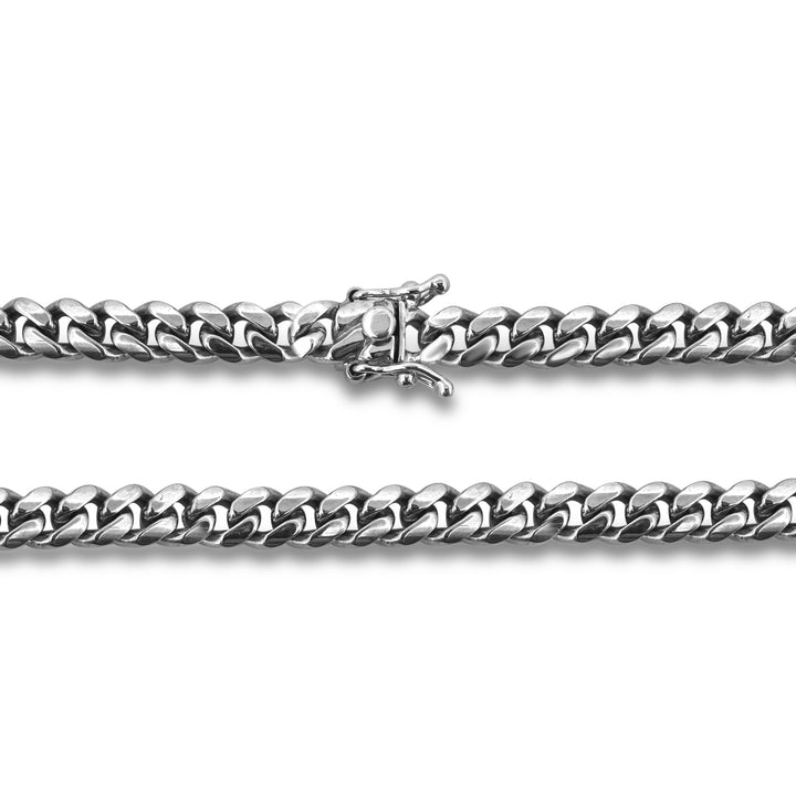 7mm Cuban Link 24" Chain Necklace in 14k White Gold