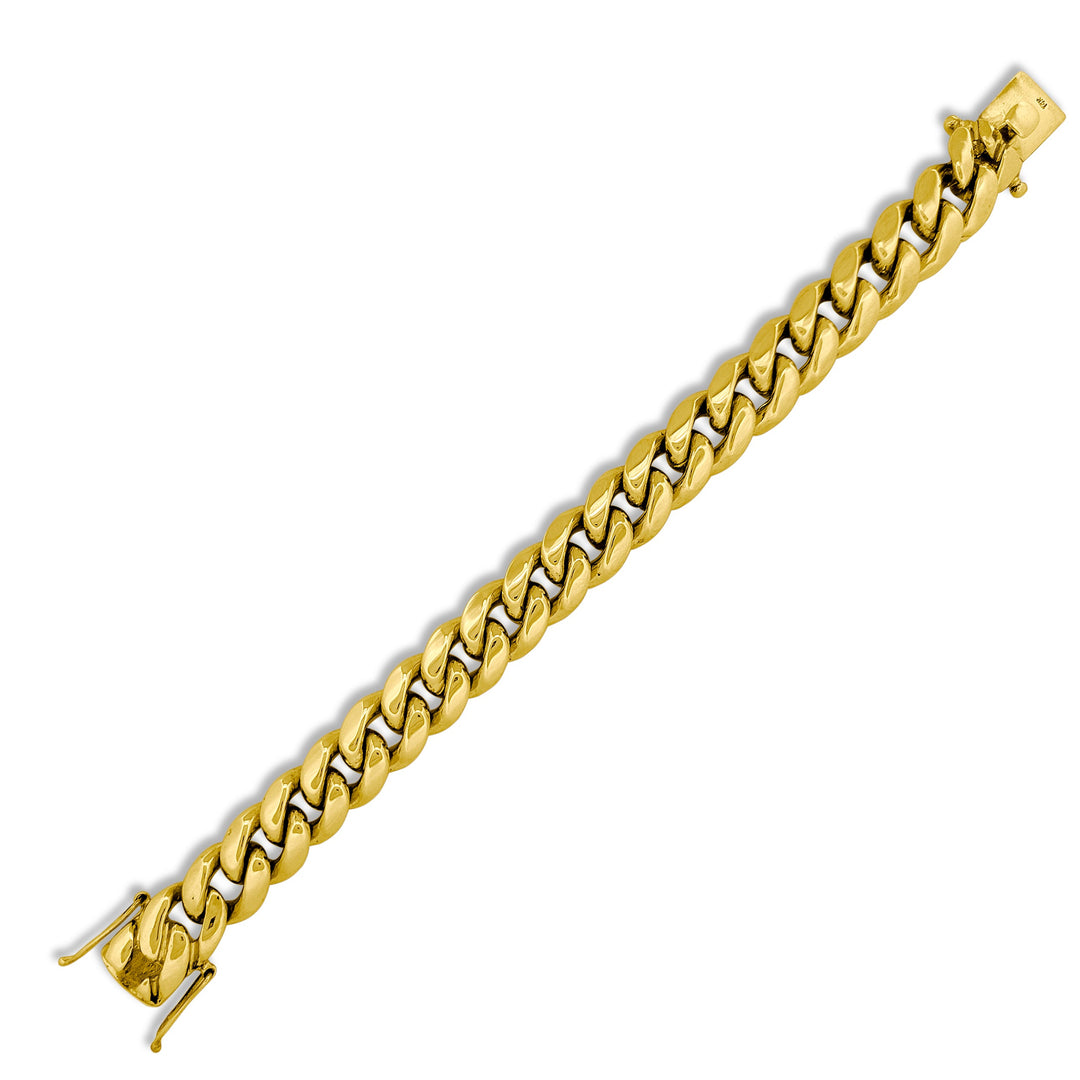 14mm Cuban Bracelet in Solid 14k Yellow Gold