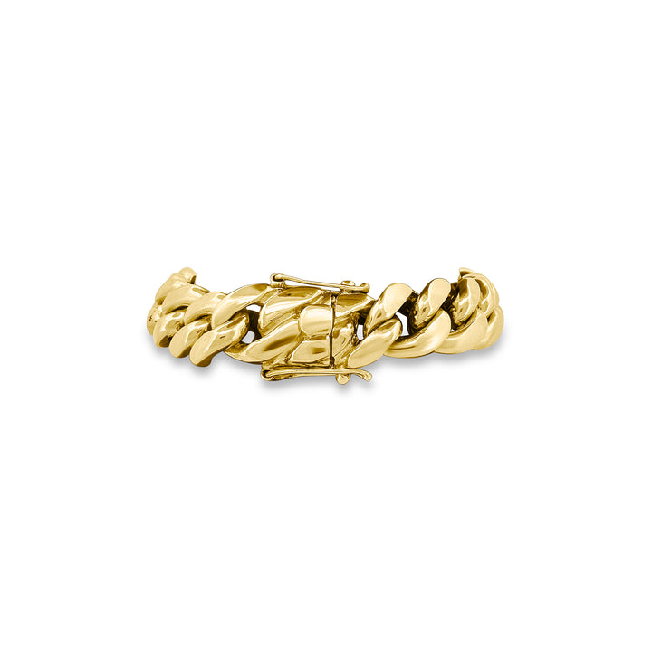 14mm Cuban Bracelet in Solid 14k Yellow Gold