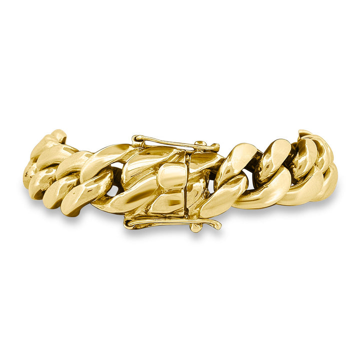 14mm Cuban Bracelet in Solid 14k Yellow Gold