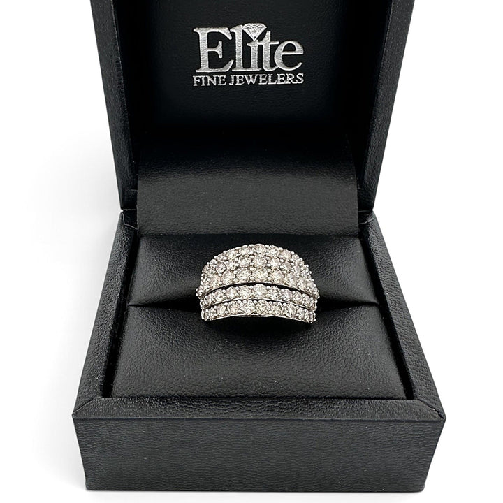 2.50ctw Round Brilliant Natural Salt & Pepper Diamond 5-Row Cocktail Ring in 10k Two-Tone Gold