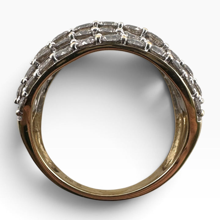 2.50ctw Round Brilliant Natural Salt & Pepper Diamond 5-Row Cocktail Ring in 10k Two-Tone Gold
