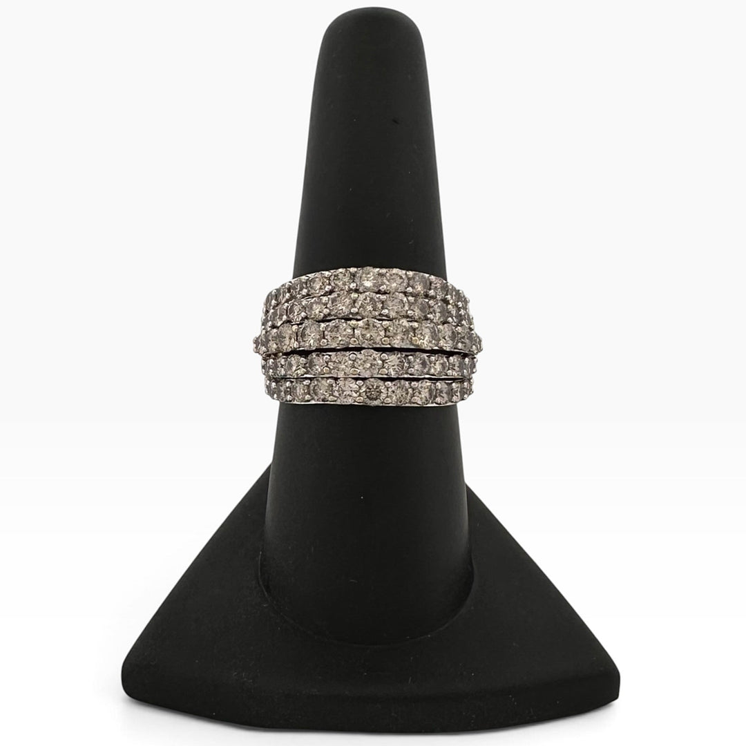 2.50ctw Round Brilliant Natural Salt & Pepper Diamond 5-Row Cocktail Ring in 10k Two-Tone Gold