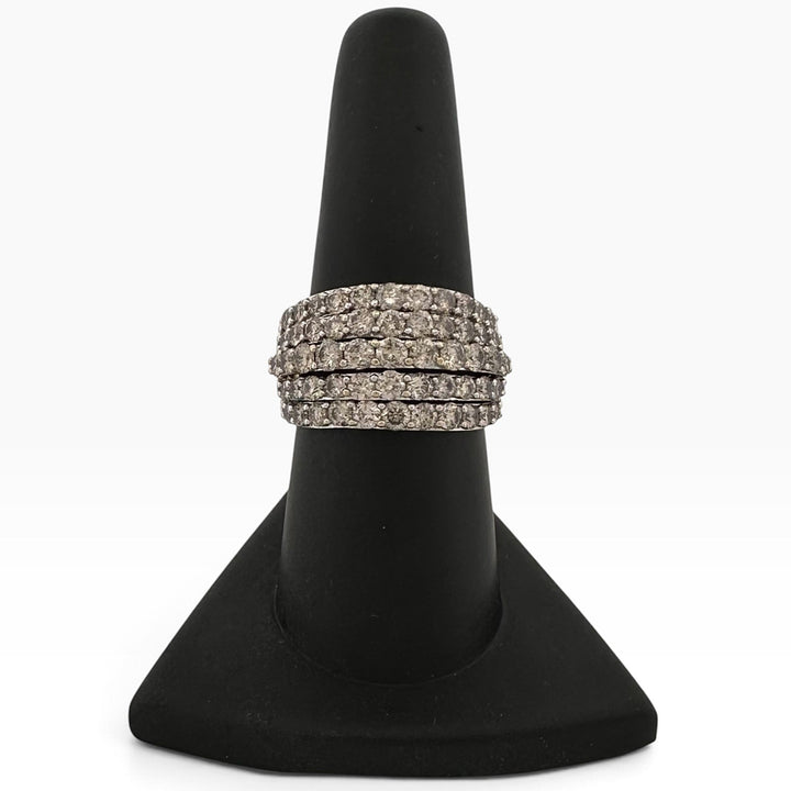 2.50ctw Round Brilliant Natural Salt & Pepper Diamond 5-Row Cocktail Ring in 10k Two-Tone Gold
